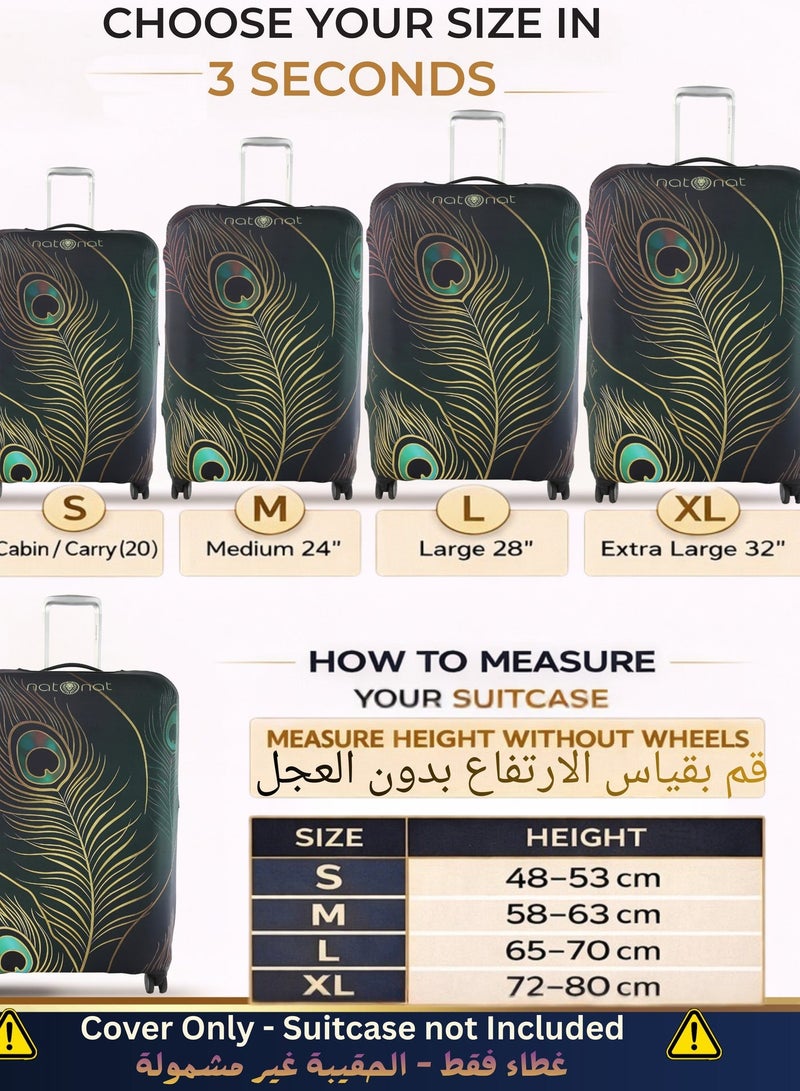 natOnat Travel Luggage Cover Protector - Suitcase Cover - Stretchy, Washable Spandex & Polyester - Protects Against Dirt & Scratches - Peacock Design - Fits 72-81 CM Height ( X Large ) - Image 2